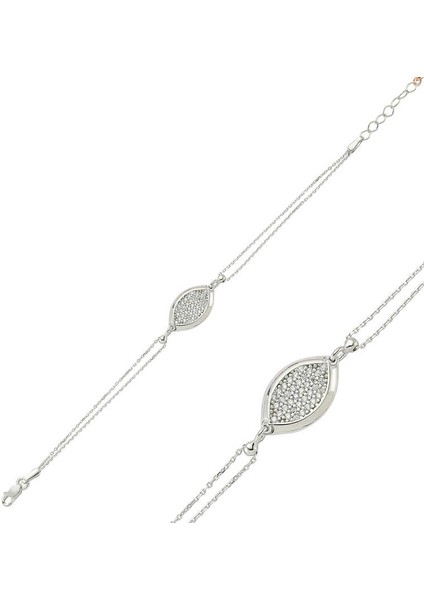 925 Ayar Gümüş Beyaz Taşlı Bileklik