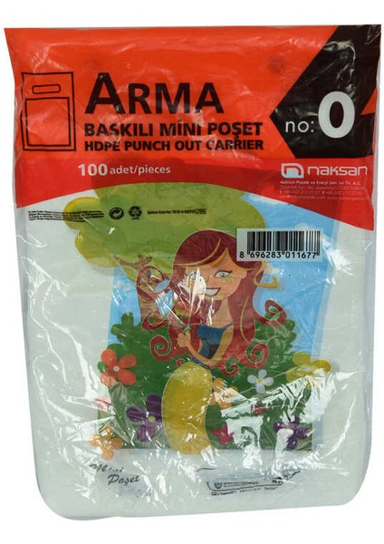 Arma Baskılı Mini Poşet Eczane Mağaza Dükkan Poşeti Karma Desen Renk 32X20 cm 100 Adet No:0