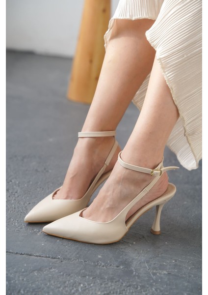 Kadın Montana Ince Topuklu Ayakkabı - Ten Deri