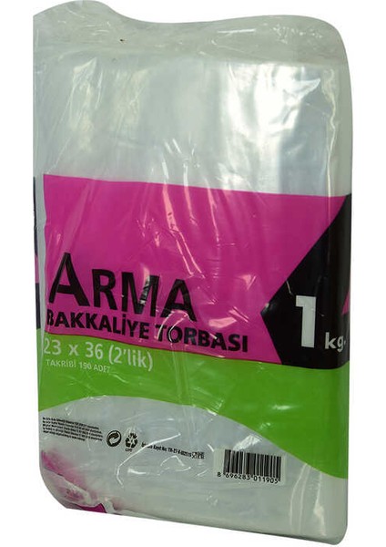 Naylon Torba Arma Şeffaf Bakkaliye Kuruyemiş Şeker Torbası 23X36 (2 Lik ) Takribi 190 Adet 1000 gr