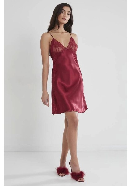 Pierre Cardin 624 Bayan Battal Kısa Saten Gecelik