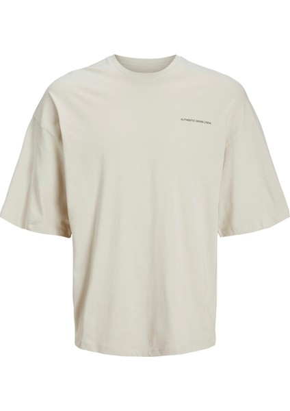 Jack Jones Jjalmos Tee Ss Crew Neck Erkek Bej Tshirt 12273506-06