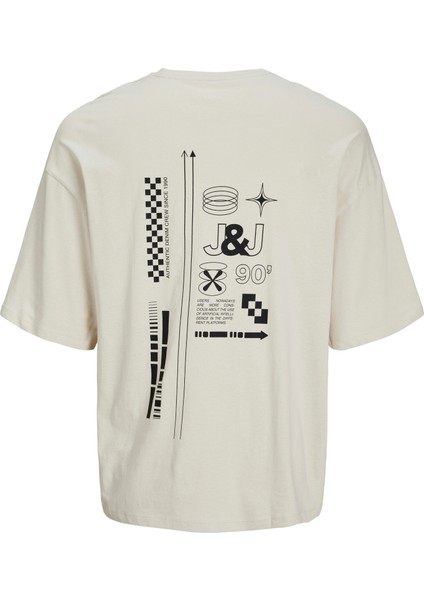 Jack Jones Jjalmos Tee Ss Crew Neck Erkek Bej Tshirt 12273506-06