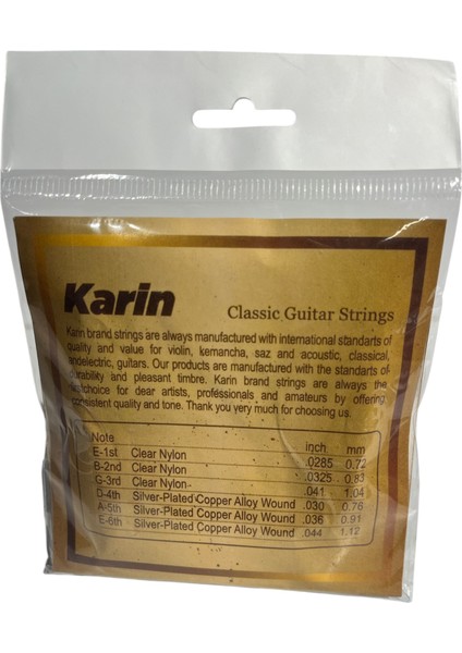 Klasik Gitar Teli Paket Içeriği 6 Adettir.