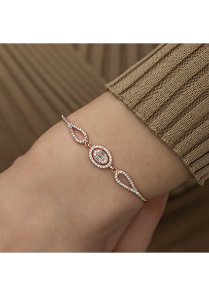 925 Ayar Gümüş Rose Oval Baget Bileklik fiyatları