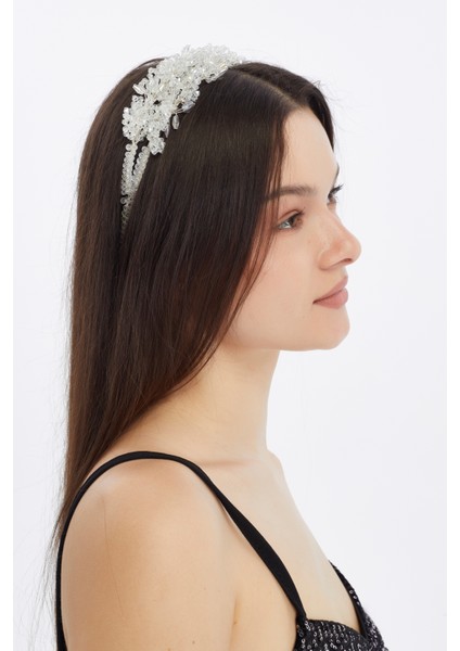 Kristal Taşlı Taç Elanor Beyaz Model
