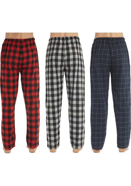 Pijalüx Erkek Kareli Poplin Cepli Alt Pijama