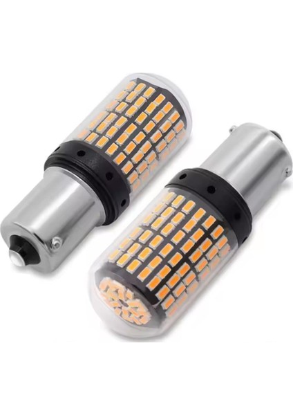 2 Adet 93 Tek Duy Yakın Tırnak LED 144 Ledli BAU15S Turuncu