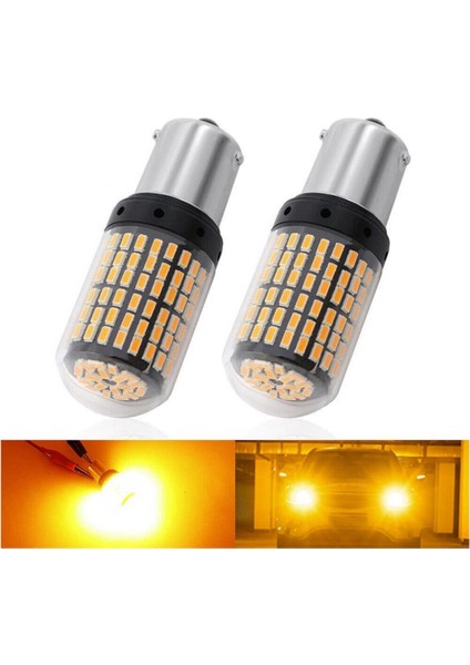 2 Adet 93 Tek Duy Yakın Tırnak LED 144 Ledli BAU15S Turuncu