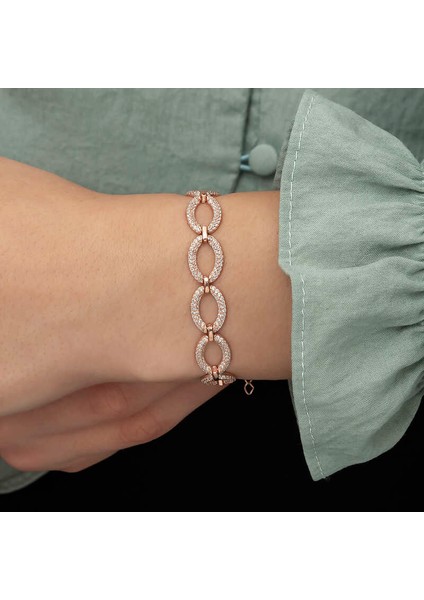 925 Ayar Gümüş Rose Oval Taşlı Bileklik fiyatları