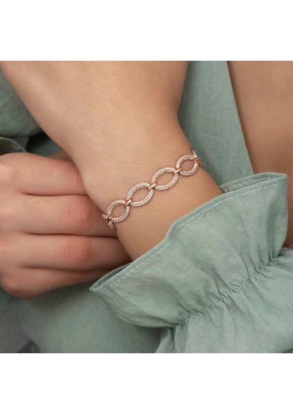 925 Ayar Gümüş Rose Oval Taşlı Bileklik modelleri