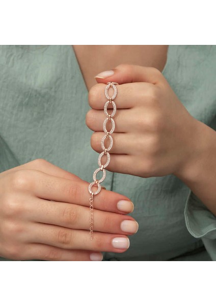925 Ayar Gümüş Rose Oval Taşlı Bileklik fırsatları
