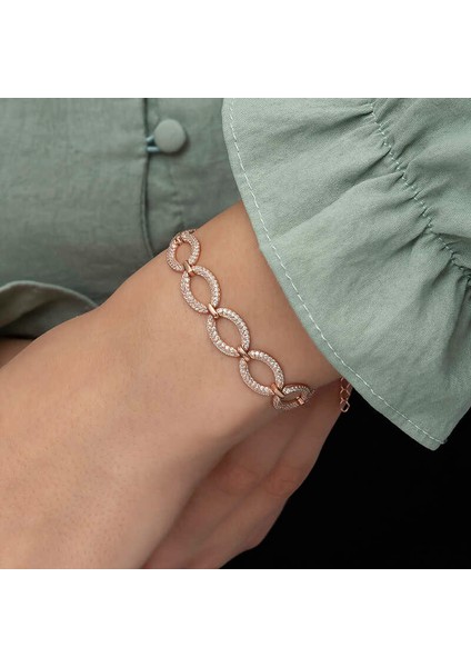 925 Ayar Gümüş Rose Oval Taşlı Bileklik indirimleri