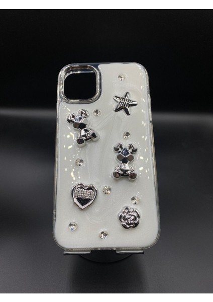 Iphone 15 Uyumlu 3D Kabartmalı Parıltılı Ekstra Dayanıklı Darbe Önleyici Sevimli Kılıf