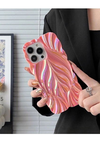 Iphone 16 Uyumlu Yaprak Desenli Hologram Kılıf