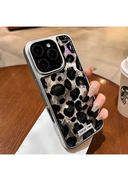 Iphone 15 Uyumlu Senior Time Leopar Desenli Parlak Kılıf