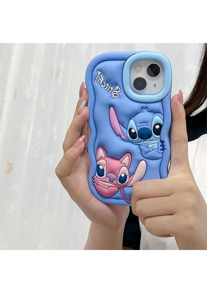 Iphone 12 Pro Uyumlu Blue Stitch Kabartmalı Sevimli Kamera Koruyucu Kılıf fiyatları