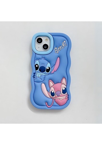 Iphone 12 Pro Uyumlu Blue Stitch Kabartmalı Sevimli Kamera Koruyucu Kılıf indirimleri