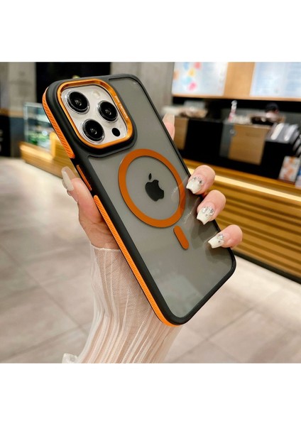 Iphone 15 Pro Uyumlu Çizgili Lüks Magsafe Kablosuz Şarj Özellikli Darbeye Dayanıklı Şeffaf Kılıf indirimleri