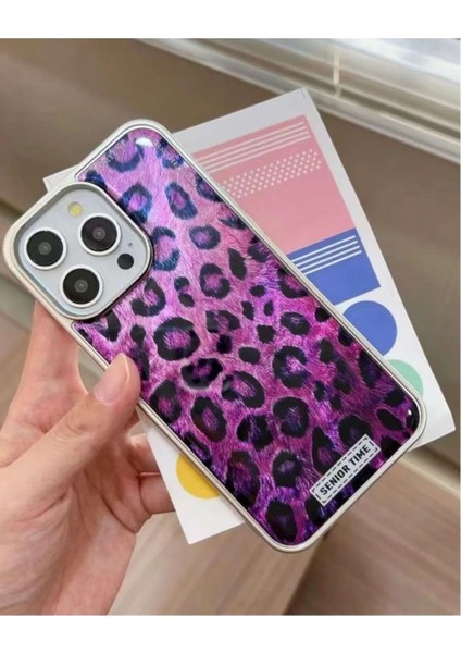 Iphone 14 Pro Max Uyumlu Senior Time Leopar Desenli Parlak Kılıf