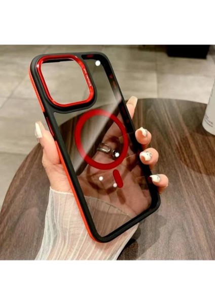 Iphone 12 Pro Uyumlu Çizgili Lüks Magsafe Kablosuz Şarj Özellikli Darbeye Dayanıklı Şeffaf Kılıf