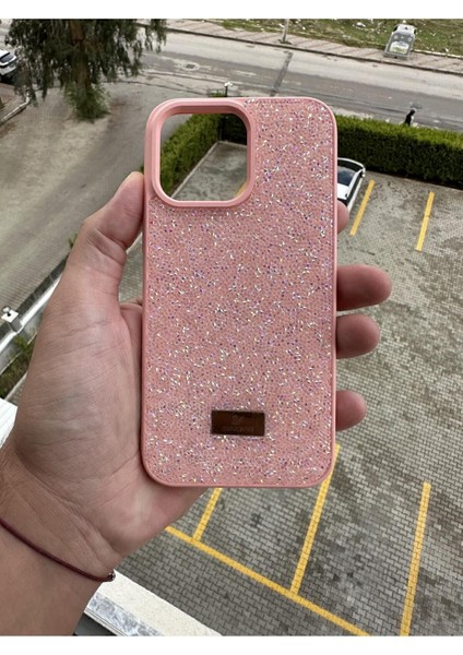 Iphone 13PROMAX Uyumlu Taşlı Pembe Kılıf
