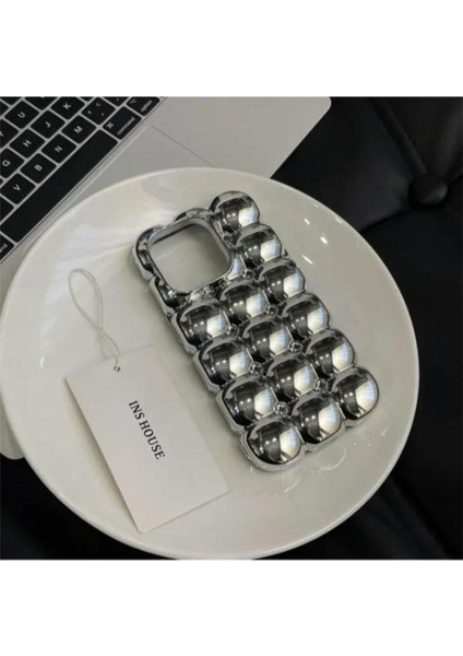 Iphone 12 Uyumlu 3D Bubble Silver Sevimli Baloncuk Blok Gümüş Kılıf fiyatları