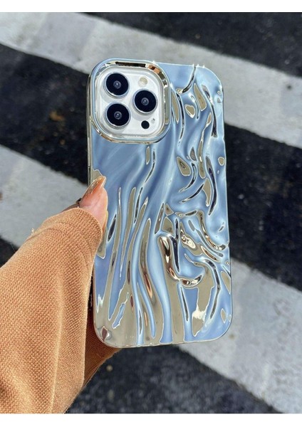 Iphone 13 Pro Uyumlu 3D Su Dalgalanma Desenli Kabartmalı Water Ripple Gümüş Kamera Koruyuculu Kılıf fiyatları