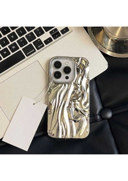 Iphone 13 Pro Uyumlu 3D Su Dalgalanma Desenli Kabartmalı Water Ripple Gümüş Kamera Koruyuculu Kılıf fırsatları