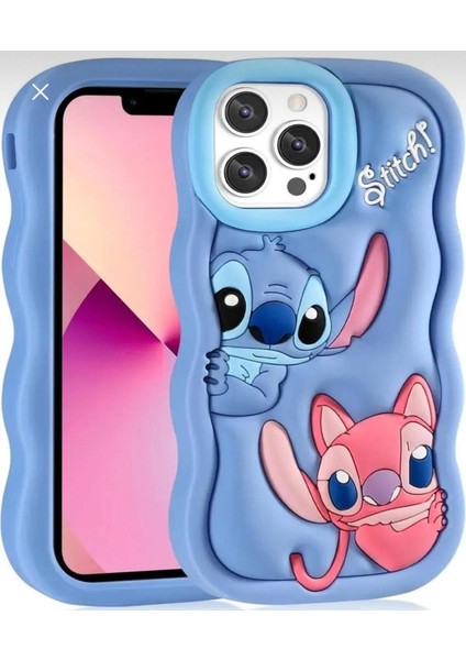 Iphone 15 Plus Uyumlu Stitch Disney Lilo ve Stiç Hamur Silikon Lüks Kılıf Kapak
