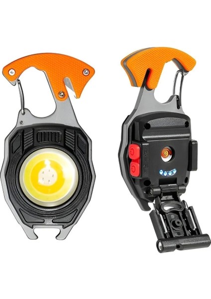 Çok Fonksiyonlu Mini LED Lamba Anahtarlık ve Çakmak USB Şarjlı Kamp Için Taşınabilir 7 Modlu
