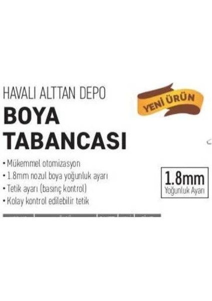 W-77G Havalı Alttan Depolu Boya Fıskiyesi Aparatı 1.8mm