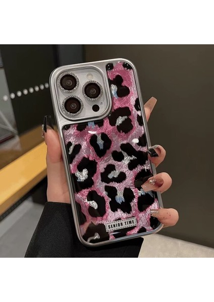 Iphone 12 Uyumlu Senior Time Leopar Desenli Parlak Kılıf