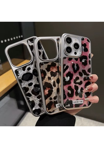 Iphone 12 Uyumlu Senior Time Leopar Desenli Parlak Kılıf