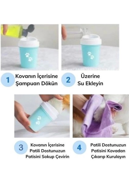 Silikon Jel Fırçalı Kedi Köpek Pati Ayak Temizleme Kovası Büyük
