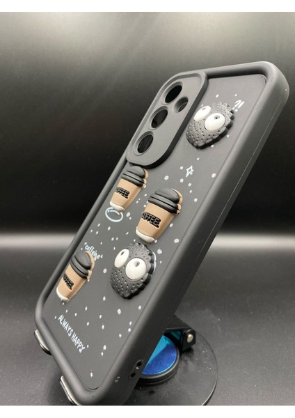 Samsung Galaxy A55 Uyumlu Aynalı Siyah Mutsuz Ayıcık Figürlü Silikon Kılıf modelleri