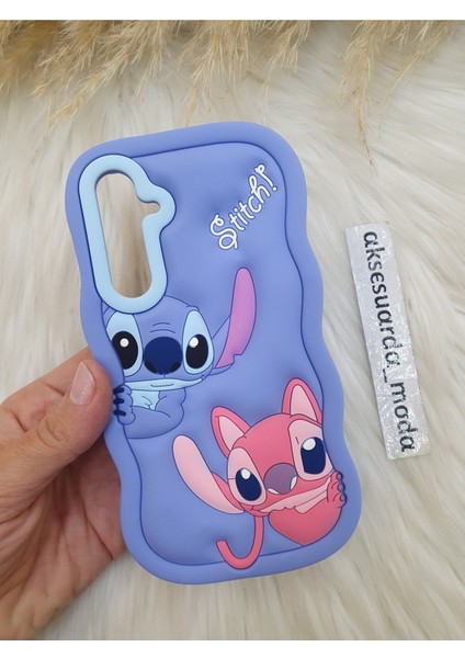 Samsung Galaxy A55 Uyumlu Stitch Disney Lilo ve Stiç Hamur Silikon Lüks Kılıf Kapak