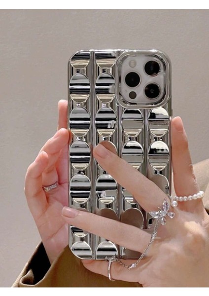 Iphone 13 Pro Uyumlu 3D Lüx Küp Desenli Kabartmalı Parlak Metalik Gümüş Kamera Koruyuculu Kılıf indirimleri
