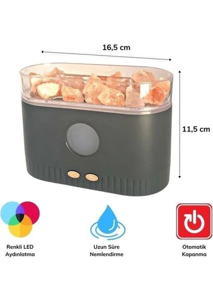 Himalaya Tuzlu Renkli LED Aydınlatmalı 200ML Hava Nemlendiricili Aromaterapi Difüzörü