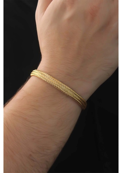 316L Çelik Altın Renk Hasır Görünüm Erkek Bileklik - TJ-EB3675 modelleri