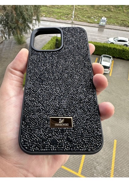Iphone 13PROMAX Uyumlu Taşlı Siyah Kılıf modelleri