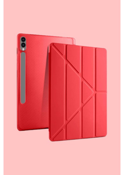 Samsung Tab S9 (X710) / Tab S9 Fe (X510) Kılıf Kalem Bölmeli Uyku Modlu Standlı Arkası Silikon Kapak