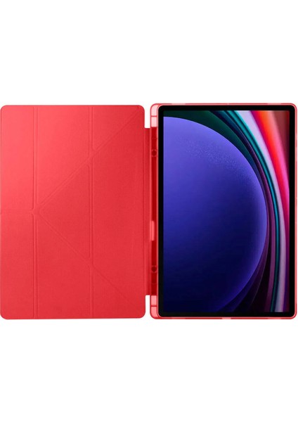 Samsung Tab S9 (X710) / Tab S9 Fe (X510) Kılıf Kalem Bölmeli Uyku Modlu Standlı Arkası Silikon Kapak