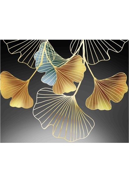 Harikabirev|gold-Siyah Bitki Çiçek Kombini |çerçeveli Temperli Cam Tablo 3lü Yatay modelleri