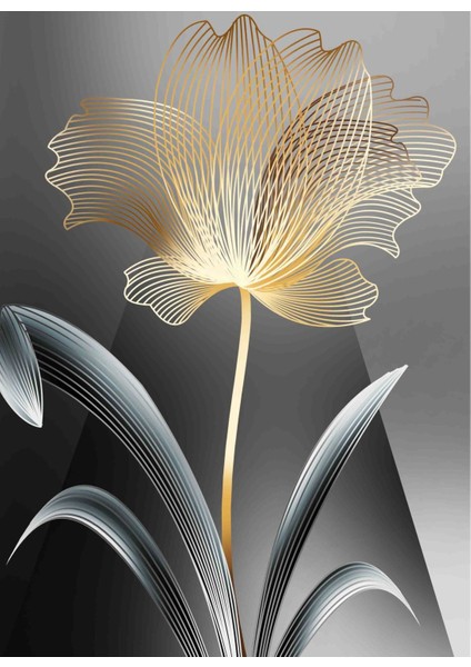 Harikabirev|gold-Siyah Bitki Çiçek Kombini |çerçeveli Temperli Cam Tablo 3lü Yatay fırsatları