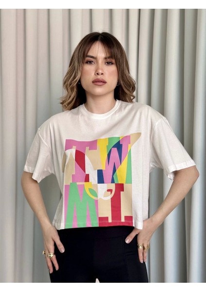 Baskılı Crop Tişört