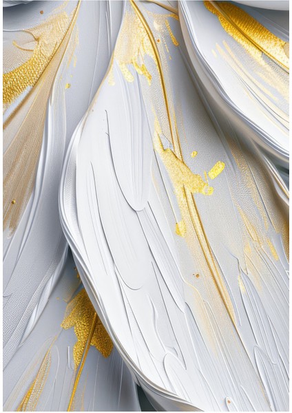 Harikabirev|soft Renk Beyaz-Gold Minimal Çiçek Kombini |çerçeveli Temperli Cam Tablo 3lü Yatay fırsatları