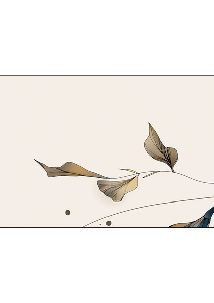 Harikabirev|gold-Mavi Çiçek Detaylı Kombini |çerçeveli Temperli Cam Tablo 3lü Yatay modelleri