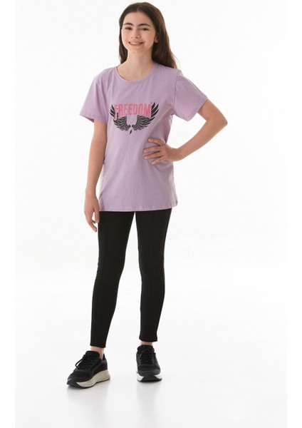 %100 Pamuk Freedom Yazı Baskılı Kız Çocuk Tişört fırsatları