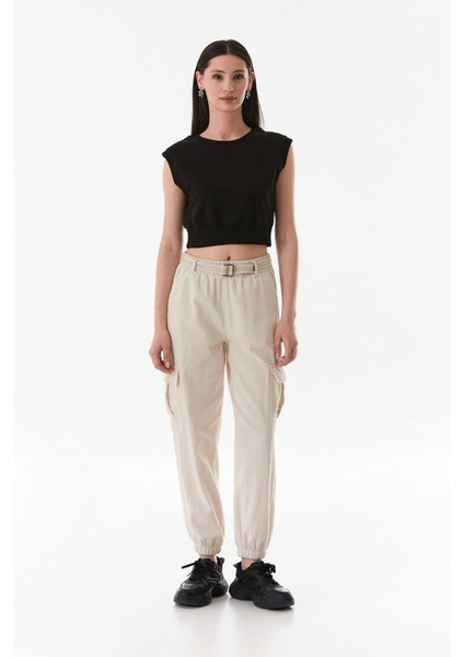 Kemerli Kargo Cepli Jogger Pantolon